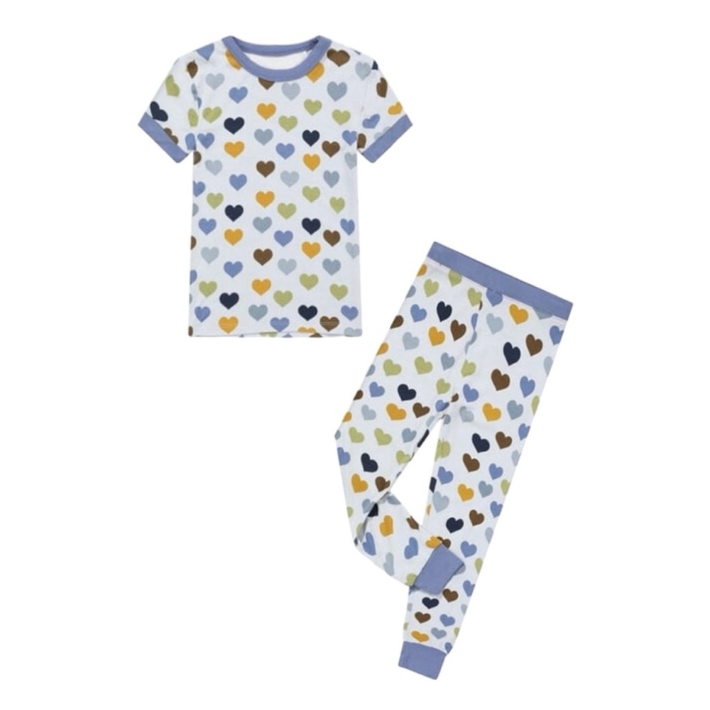 6/7 Kids New Emerson Heart Print Pajama Set New in Package unisex